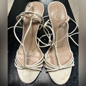 Sam Edelman Beige/Tan/Off White Ankle Wrap Sandals